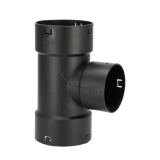 PP Verloop klik T-stuk, 125/100 mm, voor drainagebuis