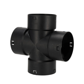 PP Kruis klik T-stuk, 125 mm, voor drainagebuis