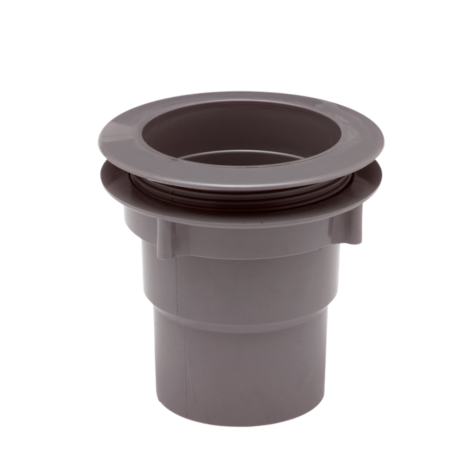 Gootuitloop voor bakgoot, 70-80-100 mm grijs, met wartel