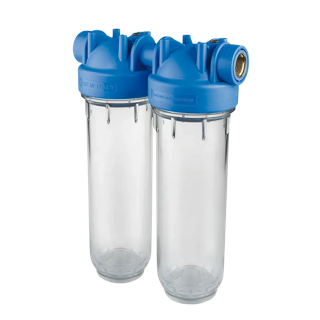 Duo waterfilter, 2x bi.dr. 1" 2400 ltr./uur, koord & kool