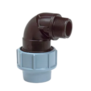 Unidelta PP Knie 90° met buitendraad 90 x 3''