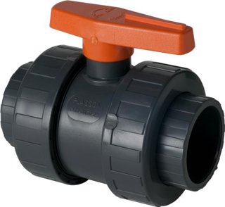PVC Kogelkraan 1/2", 2x wartel PN16