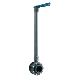 PVC verlengde vlinderklep 125mm compleet, L=1000mm