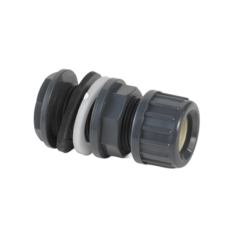 Wanddoorvoer 32mm klem x 1 1/4", PVC