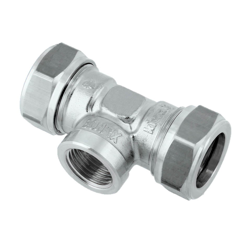 BONFIX 82644 Knel T-stuk 15 x 1/4"bi x 15 vernikkeld