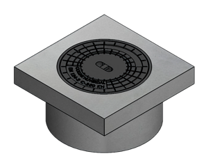 GY beton dicht deksel, type 77005, dagmaat Ø320mm 49x49cm