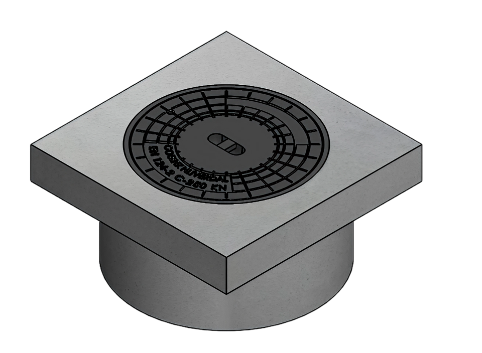 GY beton dicht deksel, type 77005, dagmaat Ø320mm 49x49cm