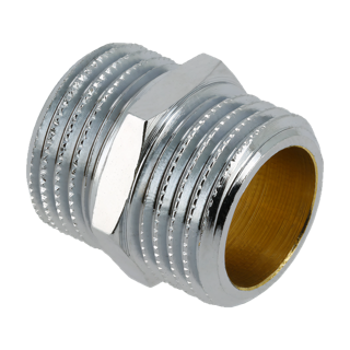 BONFIX 81520 Dubbele nippel 3/4" buitendraad verchroomd