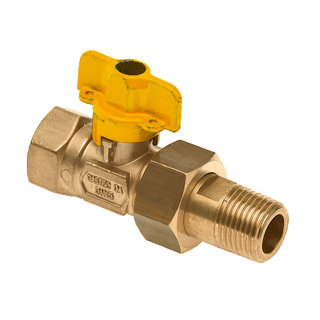 Gaskogelkraan 1/2" binnen x 1/2" kopp. buitendraad