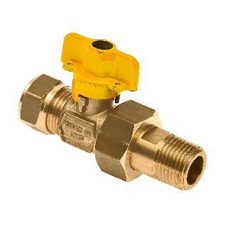 Gaskogelkraan 15 mm. knel x 1/2" kopp. buitendraad