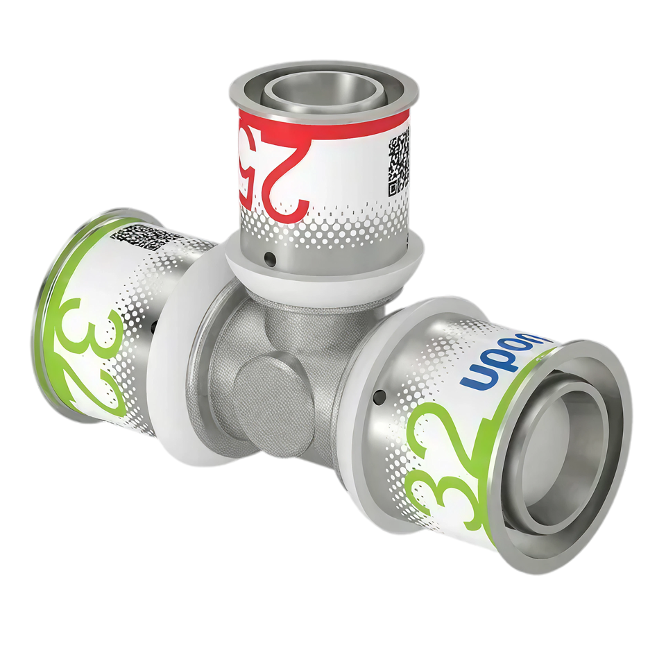 Uponor S-Press Plus pers T-stuk verlopend 32x25x32mm