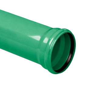 PVC buis 125 mm, groen, SN4, manchet mof, L = 5 mtr