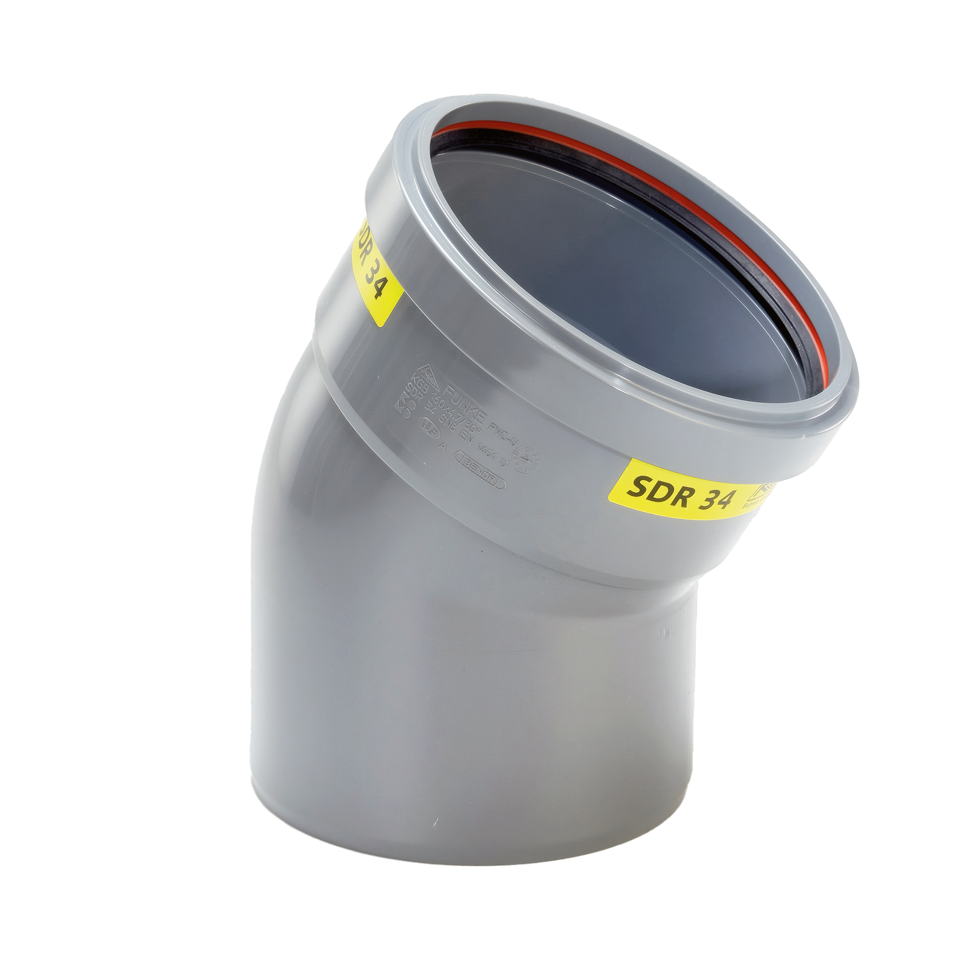 PVC Bocht 30° 125 SN8 M/S